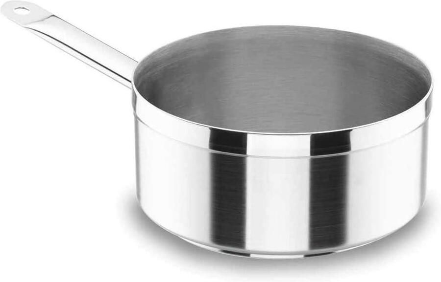 Stalen Pan Kookpan Luxe Professioneel Koken Thermorend Bodem 28 cm Diameter Zilverkleurig