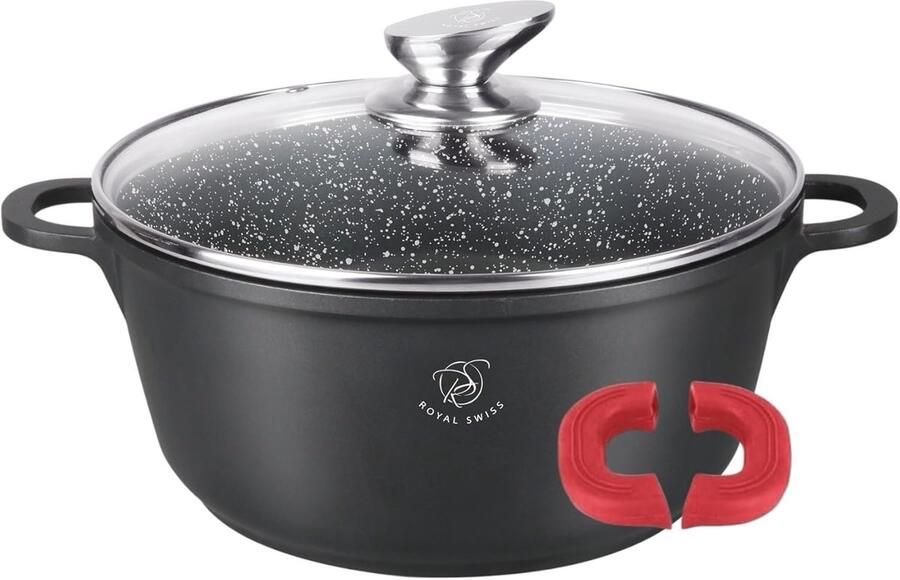 Kookpan Steelpan Braadpan Royale Maaltijden Bereiden Marmeren Antiaanbaklaag 20 cm 2 Liter Zwart