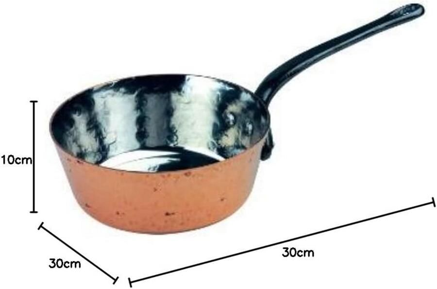 Kookpan van massief koper Ø 20 cm Geschikt voor alle warmtebronnen behalve inductie