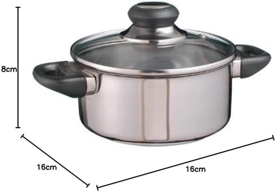 Kookpan van roestvrij staal voor inductie 16 cm