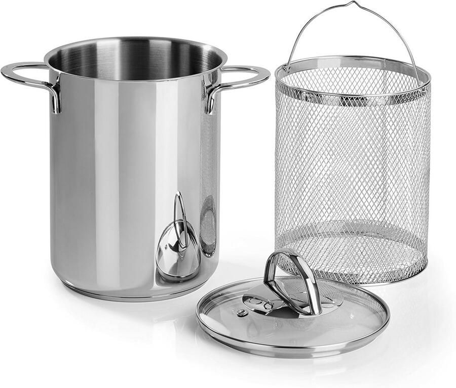 Kookpan voor groente met mand roestvrij staal 23 1 x 31 5 x 15 5 cm