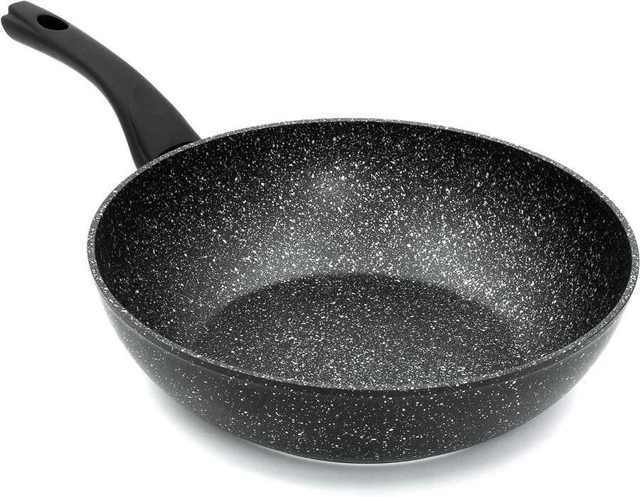 Kookpan Wok Koekenpan Lekker Koken Antiaanbaklaag 28 cm Zwart