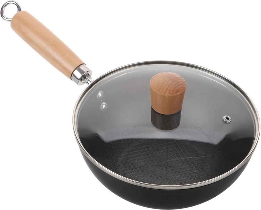 Kookpan Wok Koekenpan Steelpan Koken Thuis Buiten Snel Uniform Verwarmen 37x20x9cm Zwart