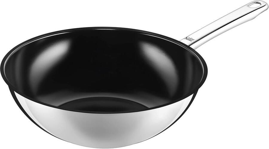 Kookpan Wok Roerbakpan Aziatisch Koken Minerale Antiaanbaklaag Ø 28 cm Zilverkleurig