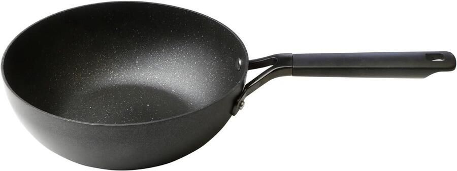 Kookpan Wok Roerbakpan Aziatisch Koken Volledige Inductie 24cm Zwart