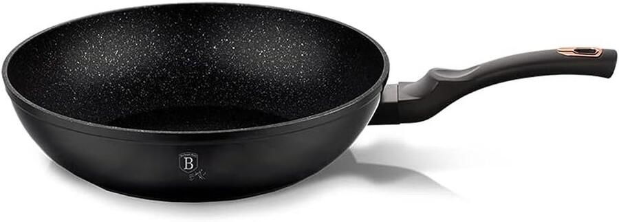 Kookpan Wok Roerbakpan Snel Koken Energiebesparend Ontwerp 28 cm Zwart Rosegoud