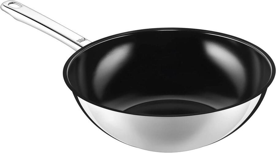 Kookpan Wokpan Koekenpan Aziatisch Koken Keramische Coating Ø 28 cm Zilverkleurig