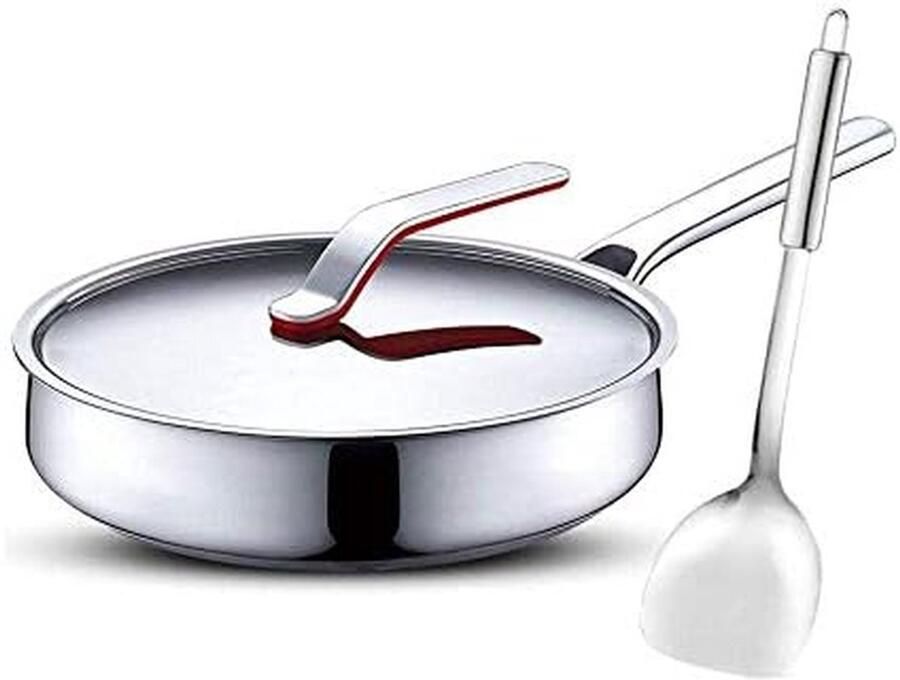 Kookpan Wokpan Koekenpan Dagelijks Koken Zevenlaags Composiet 26 cm Zilver