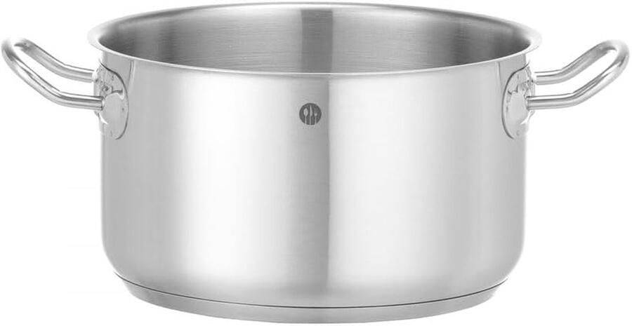 Kookpan zonder deksel Vleespan Stoofpan Mee Koken Voor Alle Warmtebronnen 3.5 Liter Zilver
