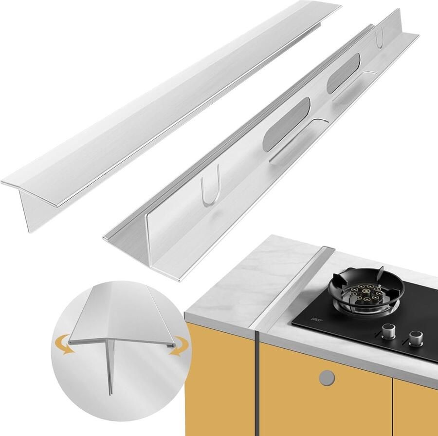Kookplaat Afdekking Aanrecht Inzet Keuken Schoonhouden Verstelbare Lengte 35-70 cm Zilver