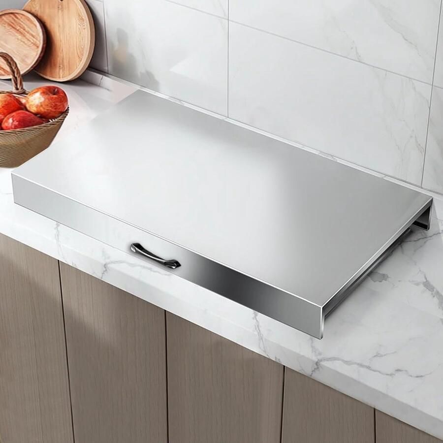 Kookplaat Afdekking Aanrechtblad Extensie Keukenruimte Creëren Hittebestendig RVS 80x50x9cm Zilverkleurig