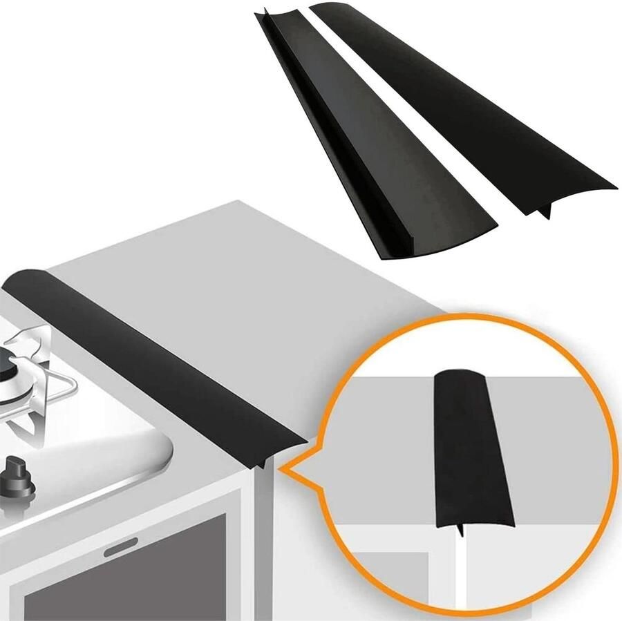 Kookplaat Afdekking Afdichtstrip Keuken Schoonhouden Hittebestendig Siliconen 50cm Zwart