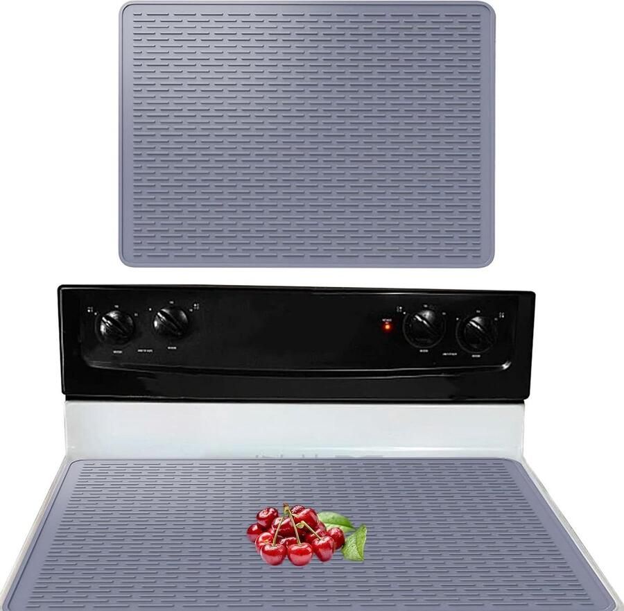 Kookplaat Afdekking Beschermmat Fornuis Krasvrije Keuken Hittebestendig Siliconen 71 x 50 cm Grijs