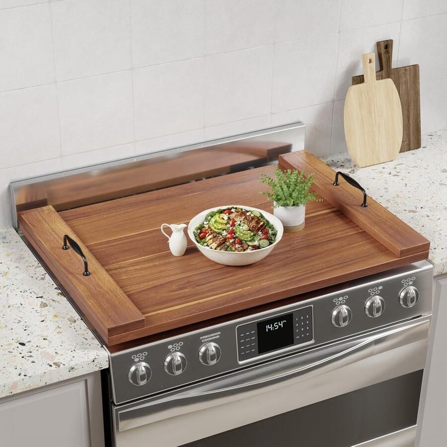 Kookplaat Afdekking Werkblad Beschermer Extra Werkruimte Met Handvat 44 x 34 cm Acacia