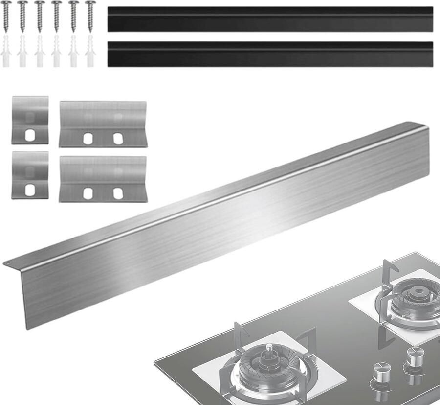 Kookplaat Afdekking Werkblad Bescherming Keuken Schoonhouden Roestvrij Staal 76 cm Lengte Zilver