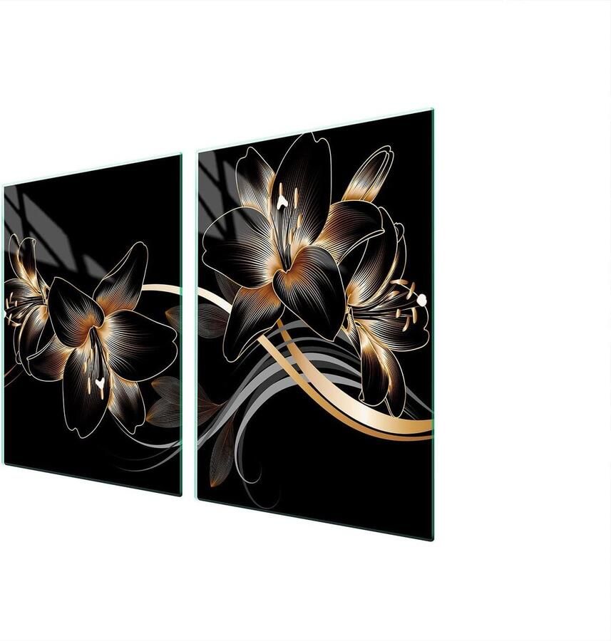 Kookplaat Afdekplaat Aanrechtblad Beschermer Keuken Decoratie Gehard Glas 2x45x52 cm Multicolor