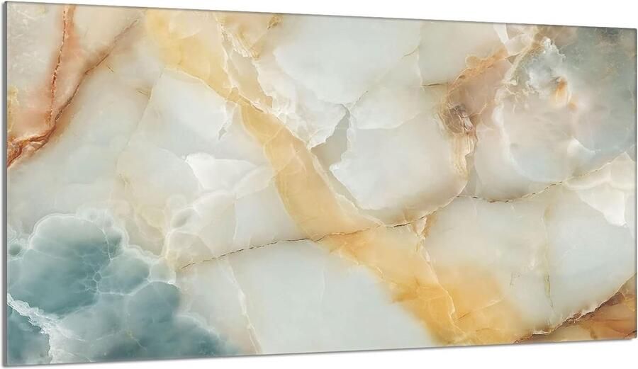 Kookplaat Afdekplaat Aanrechtblad Beschermer Keuken Decoratie Gehard Glas 90x52 cm Marmer