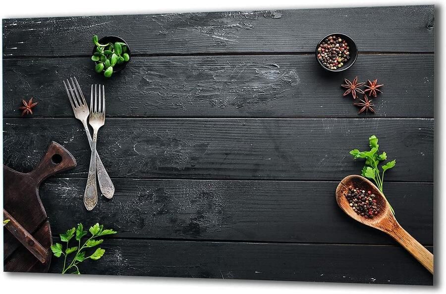 Kookplaat Afdekplaat Beschermplaat Glas Keuken Beschermen Gehard Glas 80 x 52 cm Hout Zwart
