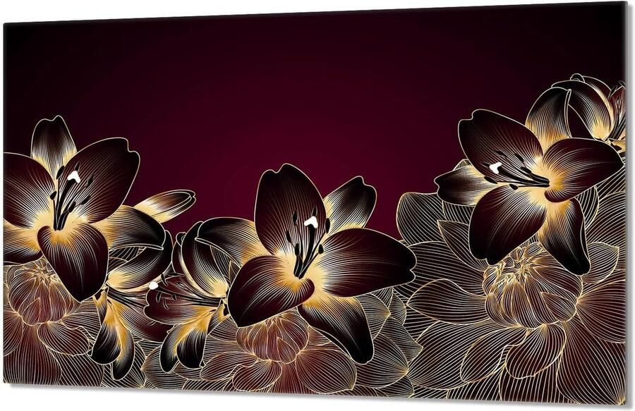Kookplaat Afdekplaat Beschermplaat Glas Keuken Beschermen Gehard Glas 80x52 cm Orchidee