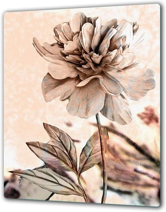 Kookplaat Afdekplaat Beschermplaat Glas Keuken Decoratie Gehard Glas 40 x 52 cm Bloemenpatroon