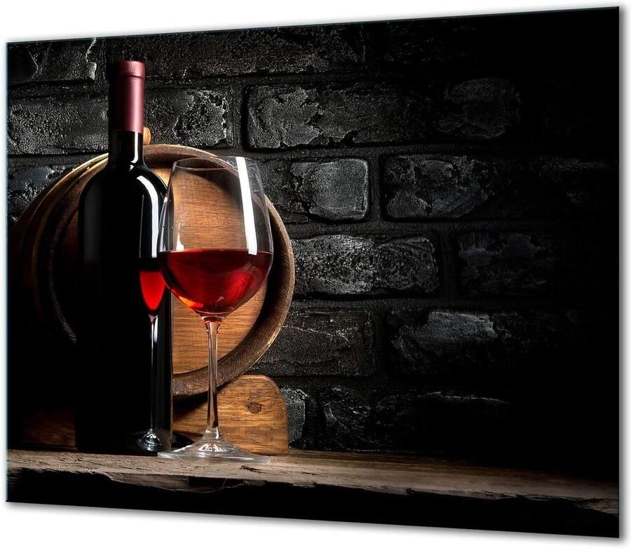 Kookplaat Afdekplaat Glasplaat Bescherming Keuken Decoratie 1-delig Gehard Glas 60 x 52 cm Wijnmotief