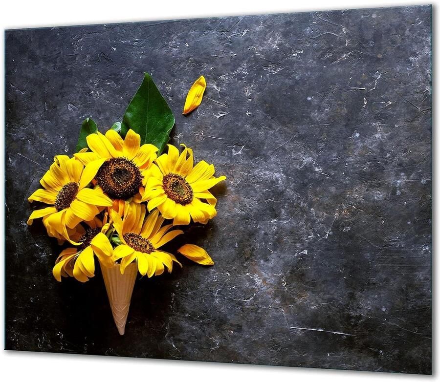 Kookplaat Afdekplaat Glasplaat Bescherming Keuken Decoratie Gehard Glas 60 x 52 cm Leisteen Bloem