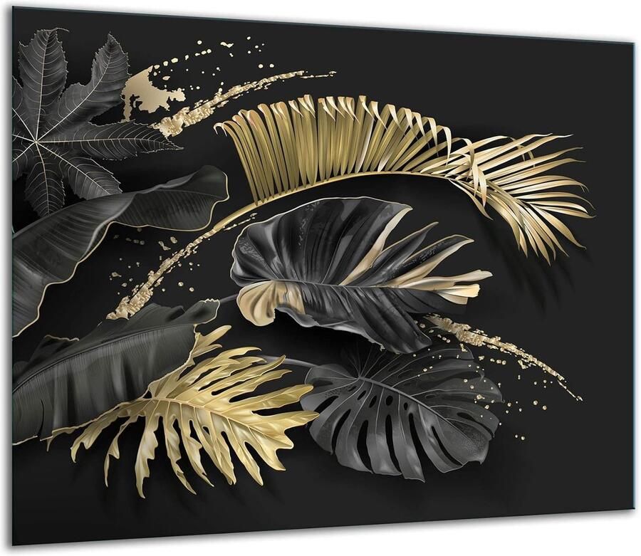 Kookplaat Afdekplaat Glasplaat Bescherming Keuken Werkblad Gehard Glas 60 x 52 cm Zwarte Bloem