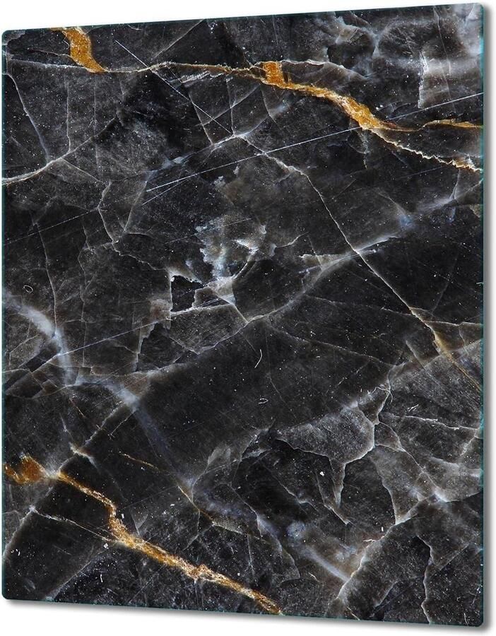 Kookplaat Afdekplaat Glasplaat Decoratie Keuken Beschermen Gehard Glas 40 x 52 cm Zwart Marmer
