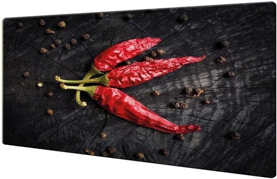Kookplaat Afdekplaat Glasplaat Spatbescherming Keuken Decoratie Gehard Glas 80x52cm Paprika Rood Zwart