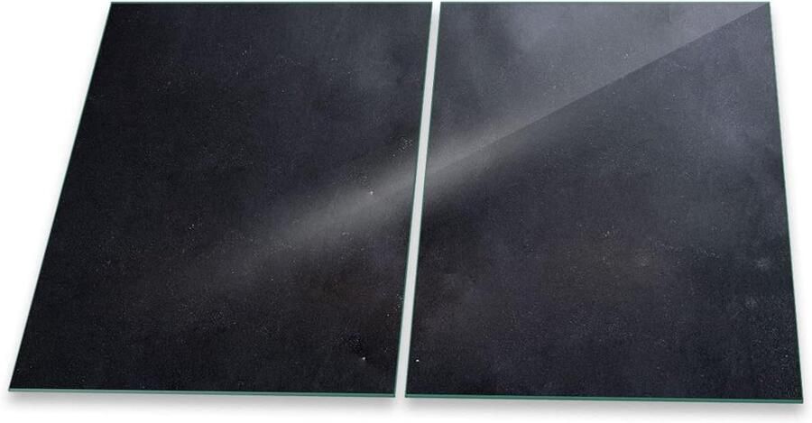 Kookplaat Afdekplaat Glazen Plaat Werkblad Vergroten Krasbestendig Hygiënisch 2x 40x52 cm Abstract Zwart