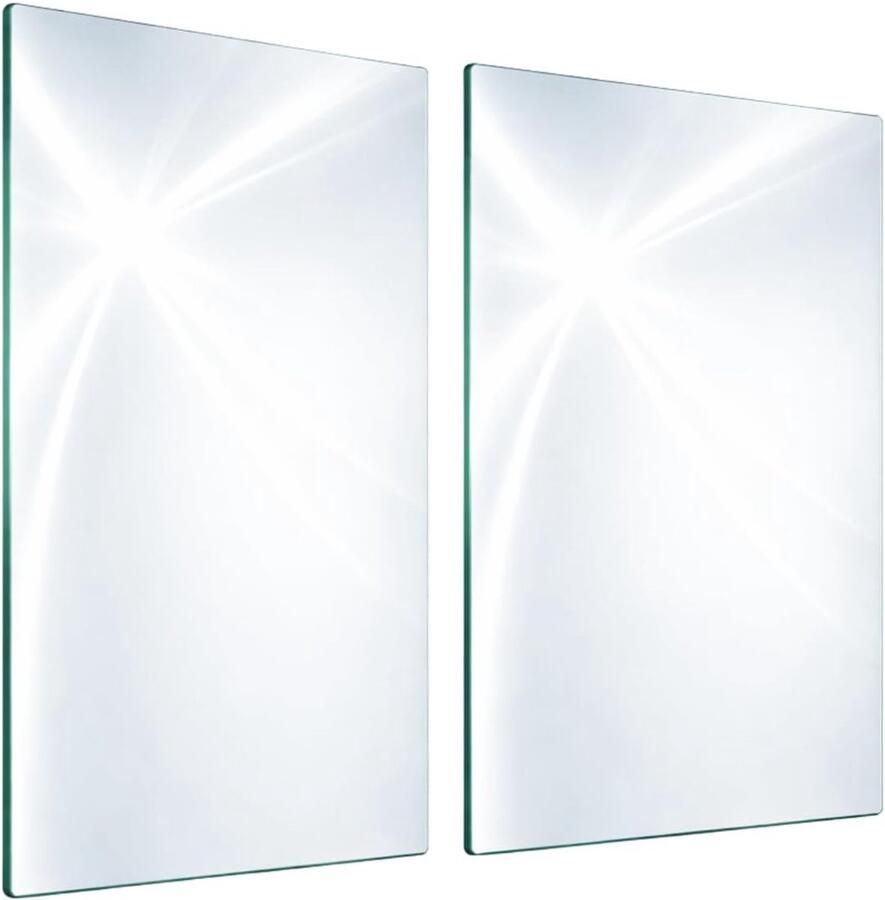 Kookplaat Afdekplaat Glazen Spatbescherming Keuken Werkblad Beschermen Hittebestendig Gehard Glas 2x 35x52 cm Wit