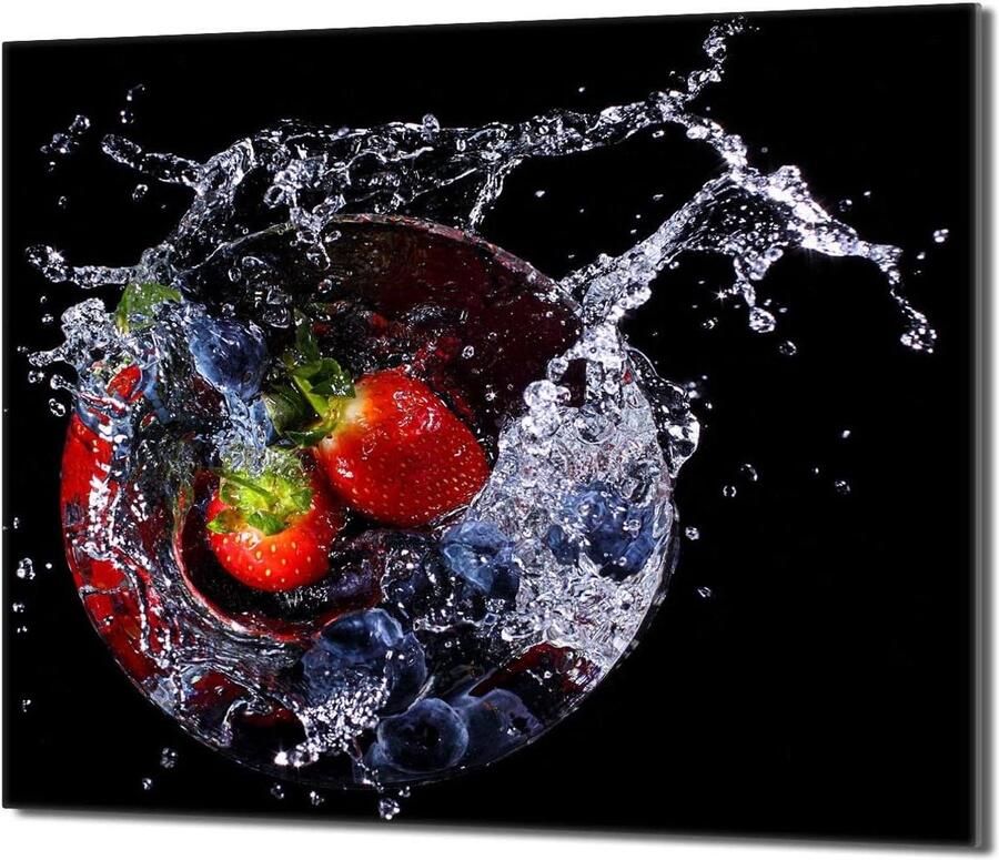 Kookplaat Afdekplaat Snijplank Glas Keuken Beschermen Gehard Glas 60x52 cm Aardbeien