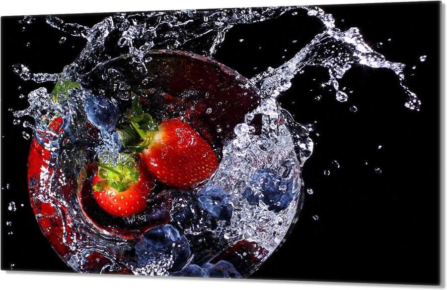 Kookplaat Afdekplaat Snijplank Glas Keuken Beschermen Gehard Glas 80x52 cm Aardbeien