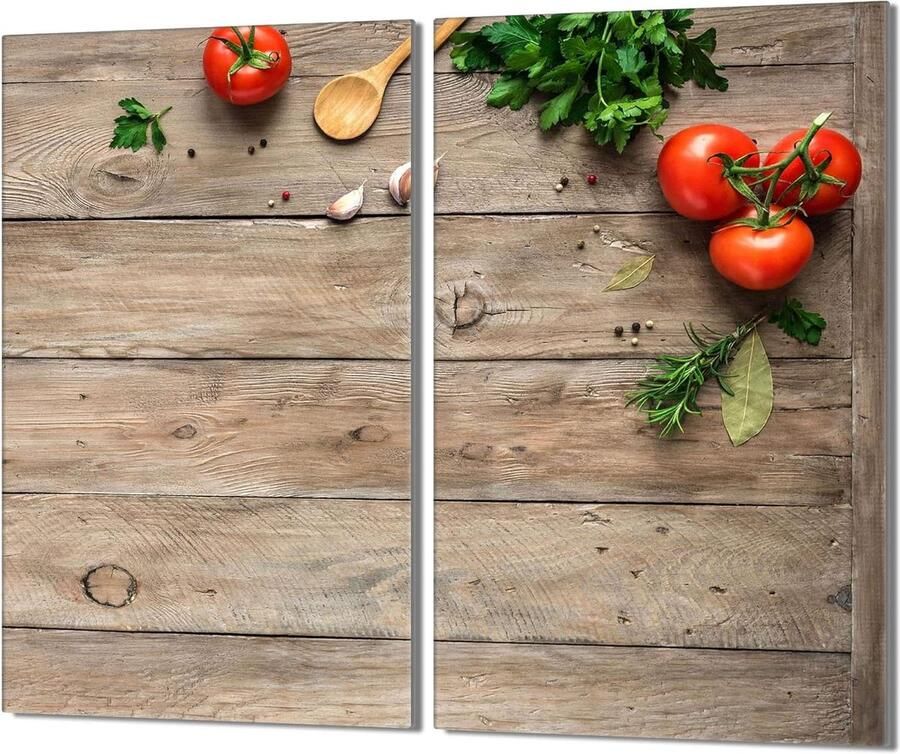 Kookplaat Afdekplaat Snijplank Keuken Beschermen Gehard Glas 2x 30x52 cm Multicolour