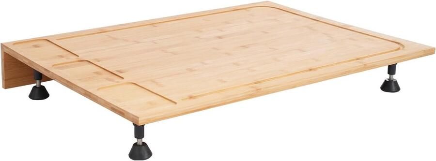Kookplaat Afdekplaat Snijplank Multifunctioneel Keuken Organisatie Dubbel Doel Steunpoten 75x54 cm Natuurlijk Bamboe