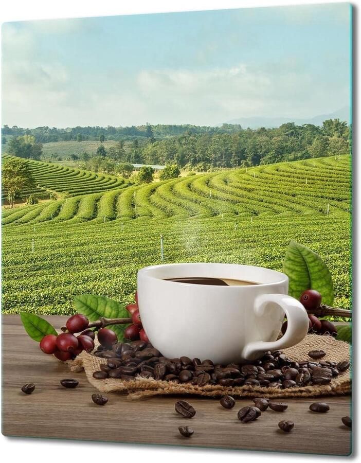 Kookplaat Afdekplaat Snijplank Werkblad Keuken Beschermen Gehard Glas 40x52 cm Koffie Print