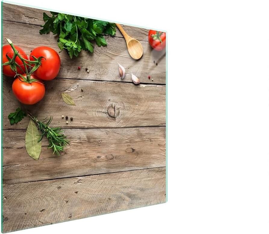 Kookplaat Afdekplaat Spatbeschermer Glas Keuken Beschermen Gehard Glas 50 x 52 cm Hout Design