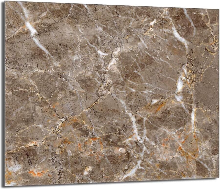 Kookplaat Afdekplaat Spatbeschermer Glas Keuken Beschermen Krasbestendig Gehard Glas 60x52 cm Marmerlook