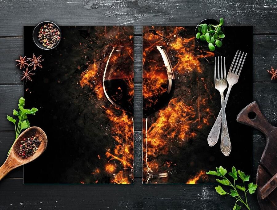 Kookplaat Afdekplaat Spatbescherming Glas Keuken Beschermen Gehard Glas 35 x 52 cm Wijn