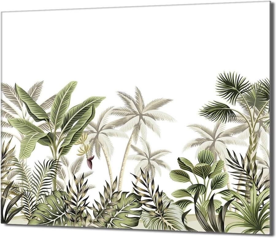 Kookplaat Afdekplaat Spatbescherming Glas Keuken Beschermen Gehard Glas 60x52 cm LEAVES