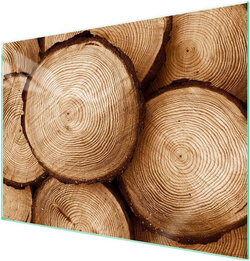 Kookplaat Afdekplaat Spatbescherming Glas Keuken Beschermen Gehard Glas 70 x 52 cm Hout Print