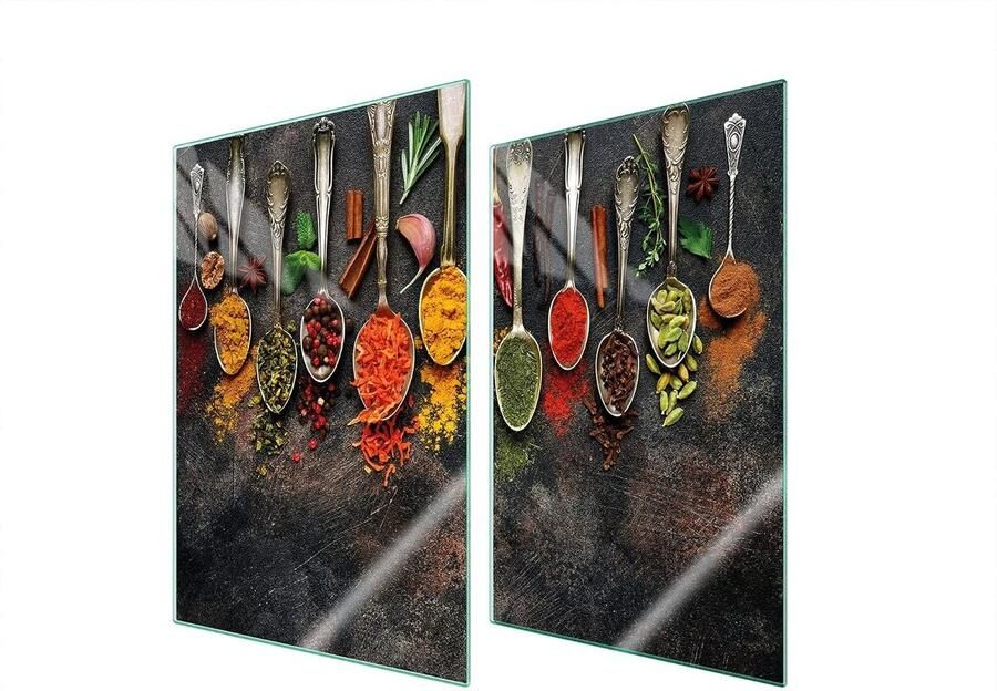 Kookplaat Afdekplaat Spatbescherming Glas Keuken Decoratie Gehard Glas 70 x 52 cm Multicolor