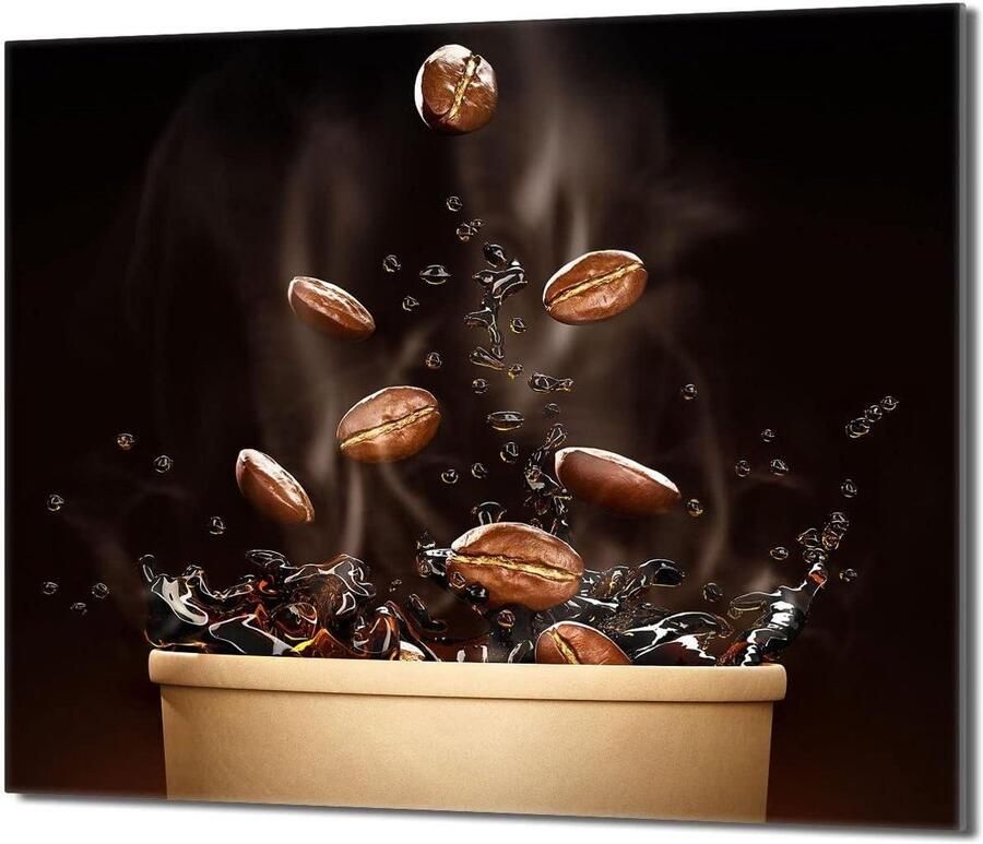 Kookplaat Afdekplaat Spatbescherming Glasplaat Keuken Beschermen Gehard Glas 60x52 cm Koffie