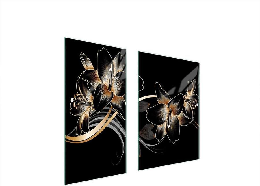Kookplaat Afdekplaat Spatbord Glas Keuken Beschermen Tweedelig Ontwerp 75 x 52 cm Orchidee