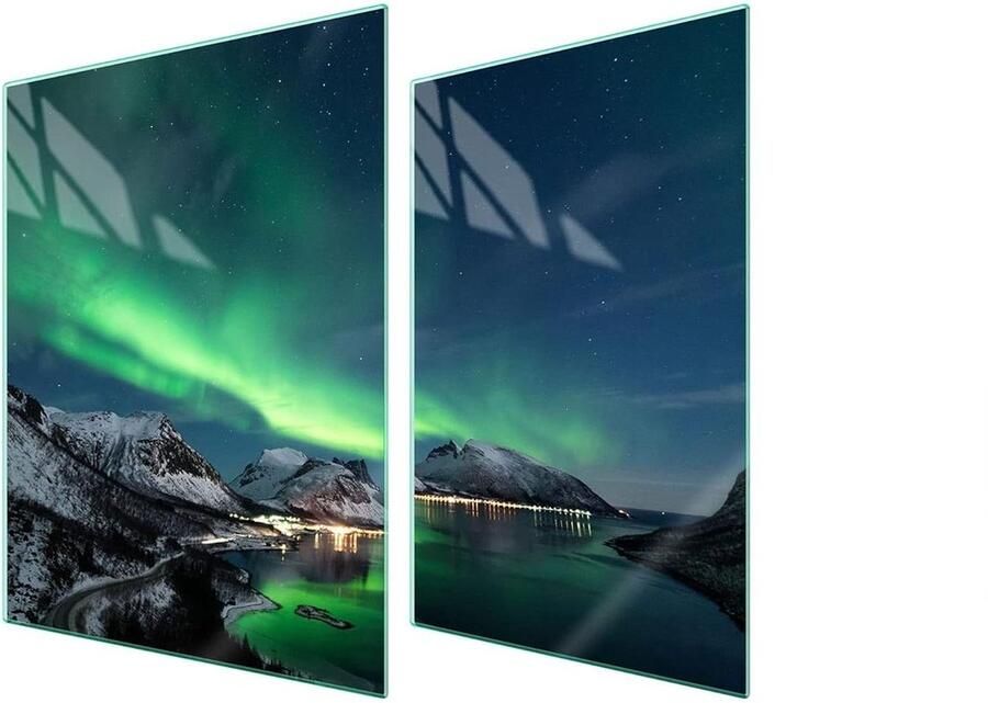 Kookplaat Afdekplaat Spatbord Snijplank Keuken Beschermen Gehard Glas 70 x 52 cm Multicolor