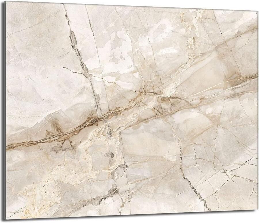 Kookplaat Afdekplaat van Glas Multifunctionele Snijplank en Spatbescherming voor Inductiekookplaat Marmeren Design 60x52