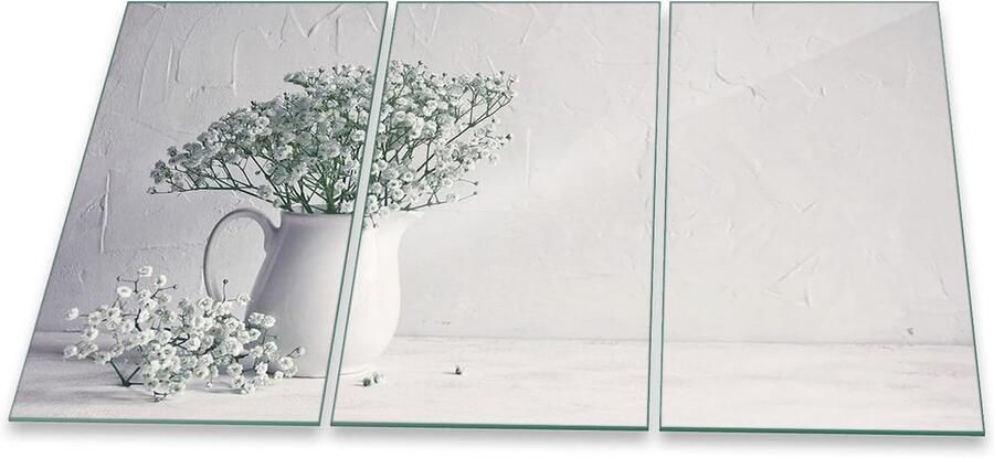 Kookplaat Afdekplaat Werkblad Beschermer Extra Werkruimte Veiligheidsglas 90 x 52 cm Wit