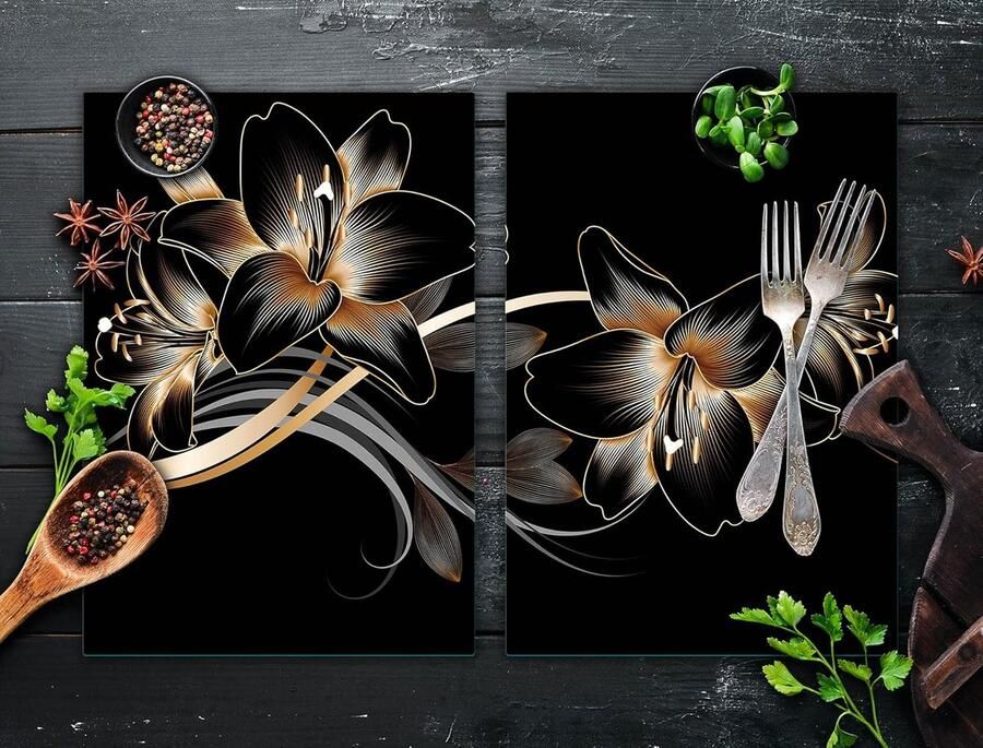 Kookplaat Afdekplaat Werkblad Beschermer Keuken Decoratie Gehard Glas 35 x 52 cm Orchidee