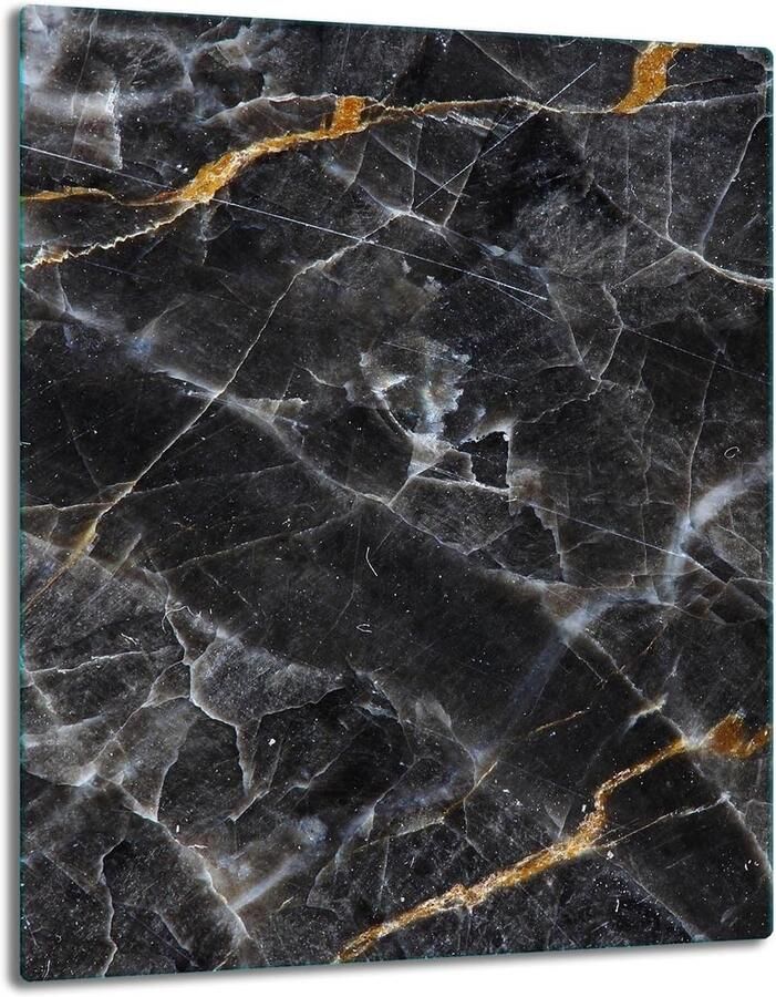 Kookplaat Afdekplaat Werkblad Beschermer Keuken Decoratie Gehard Glas 40 x 52 cm Zwart Marmer