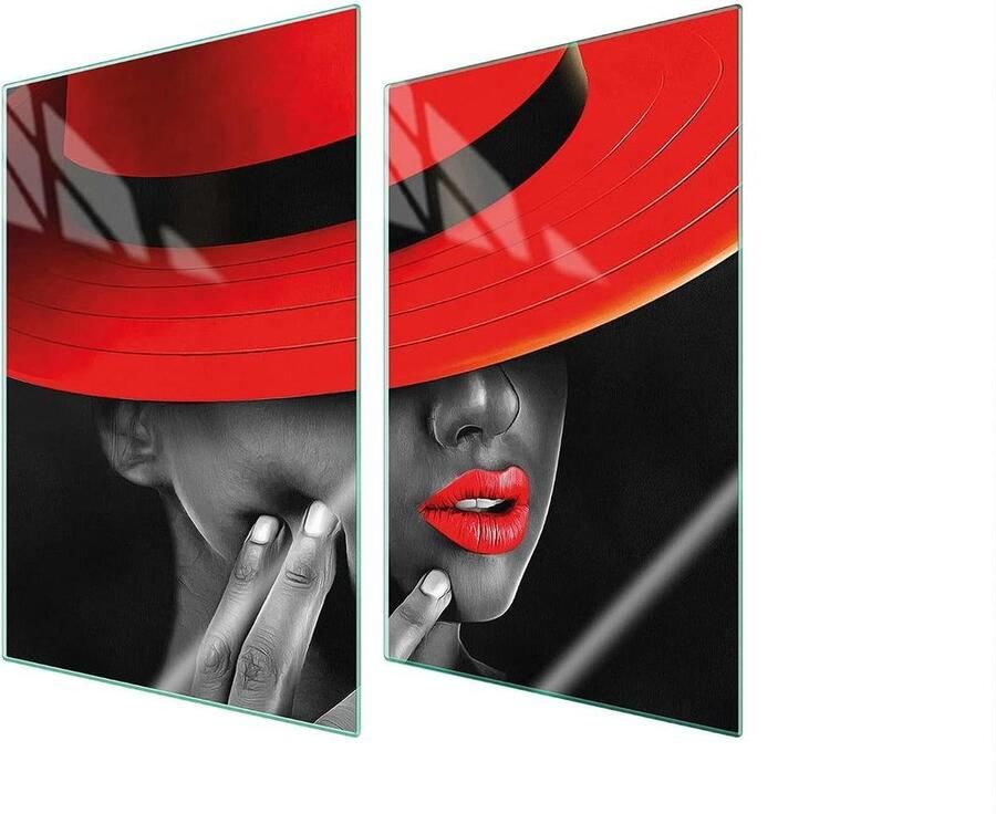 Kookplaat Afdekplaat Werkblad Beschermer Keuken Decoratie Gehard Glas 70x52 cm Rood